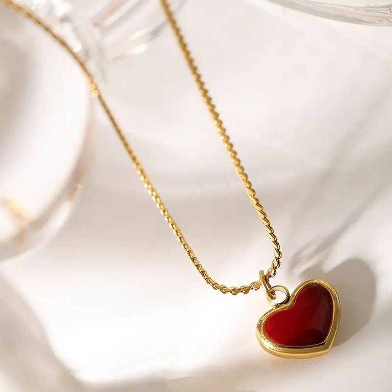 18k gold plated Red Heart Pendant