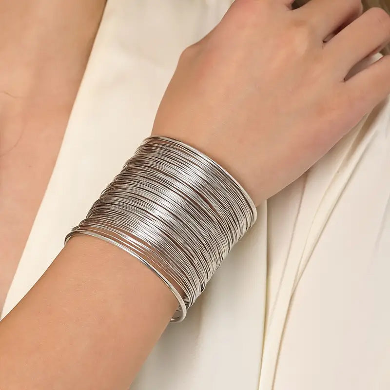 Multilayer Cuff Bracelet (Silver)