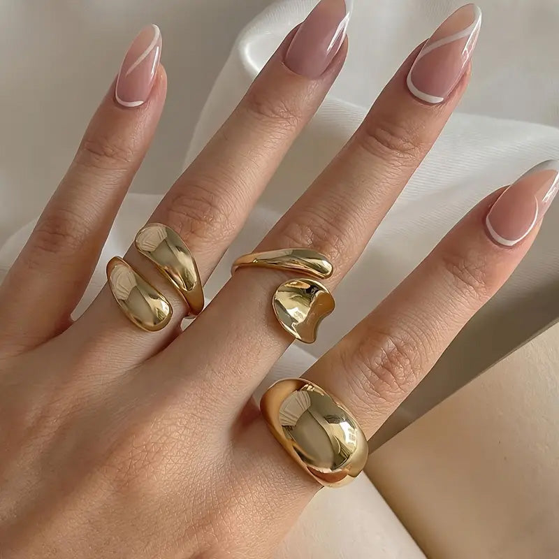 Pack of 3 Chunky Geometric Rings Set