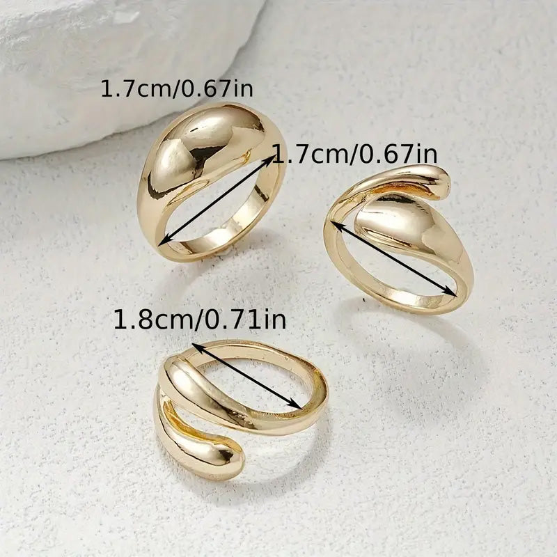 Pack of 3 Chunky Geometric Rings Set