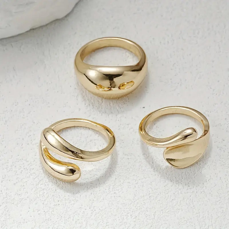 Pack of 3 Chunky Geometric Rings Set