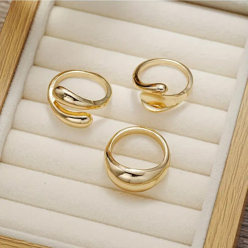 Pack of 3 Chunky Geometric Rings Set