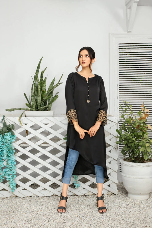 Silk Black Kurta