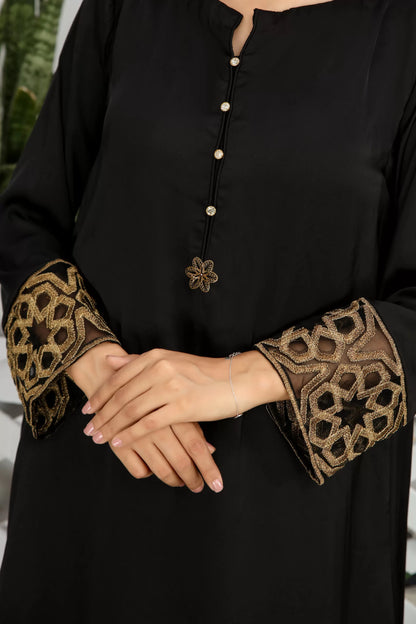 Silk Black Kurta