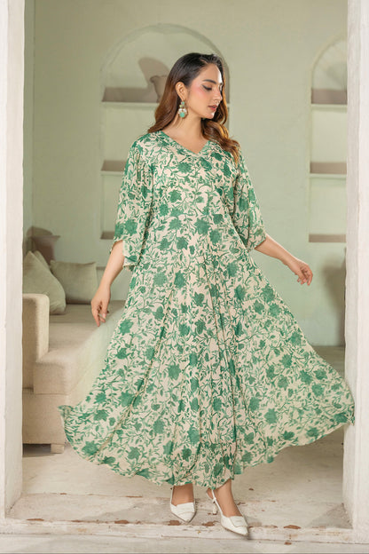 Cream Green Maxi