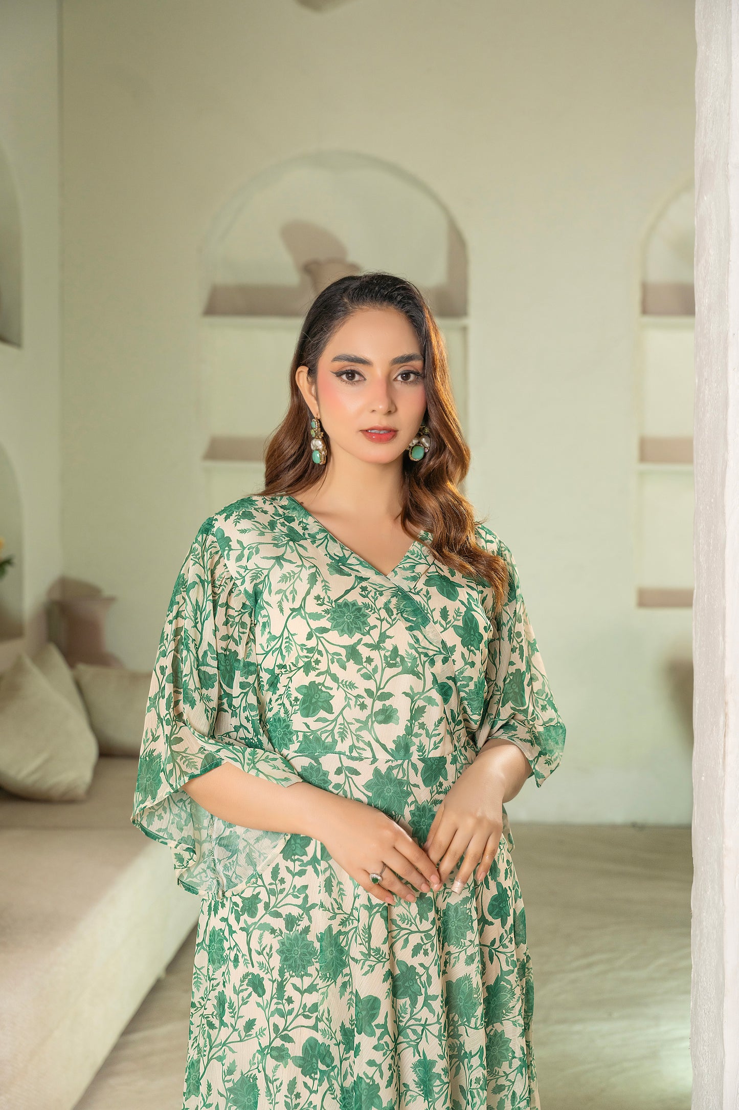 Cream Green Maxi