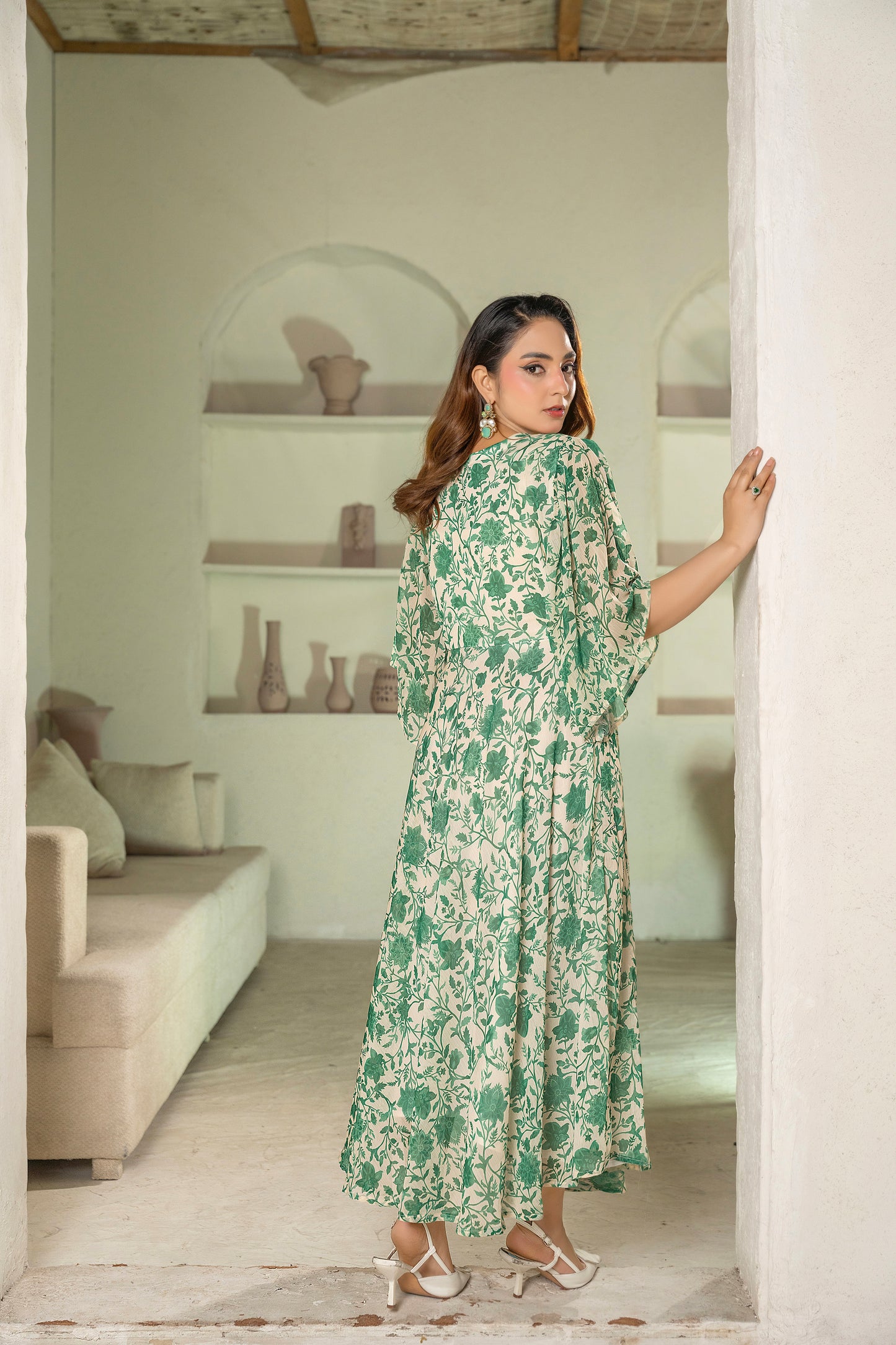 Cream Green Maxi