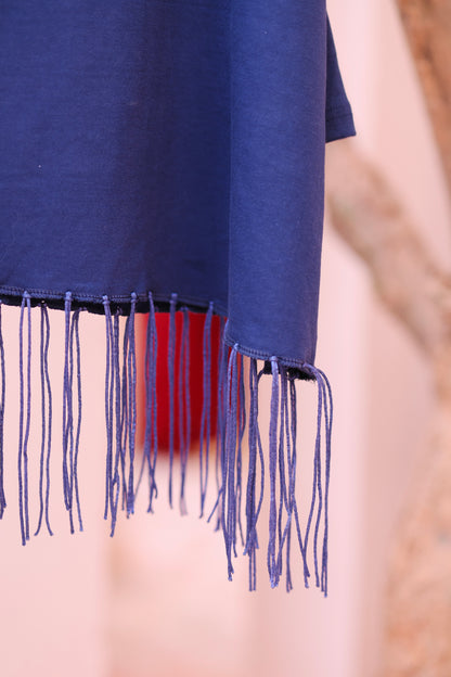 High Neck Cape Shawl (Blue)