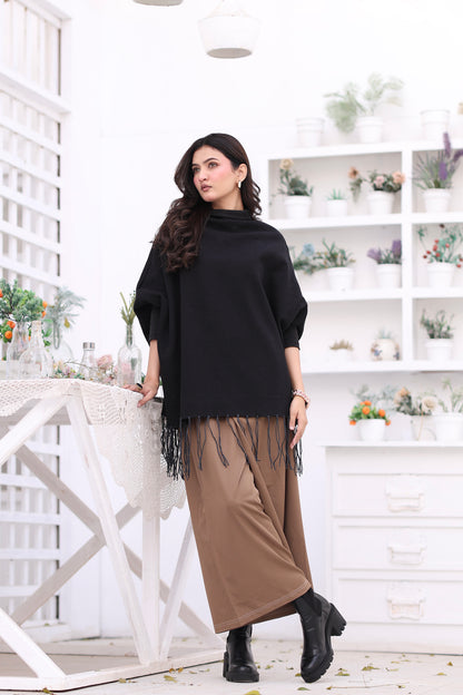 High Neck Cape Shawl (Black)