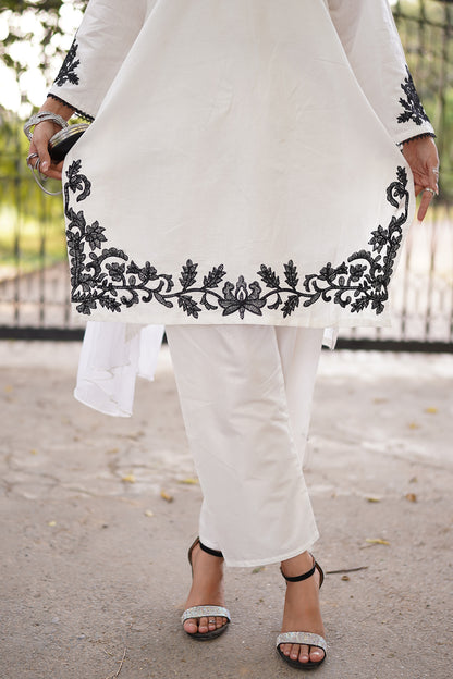 3 pcs white charm embroidered dress